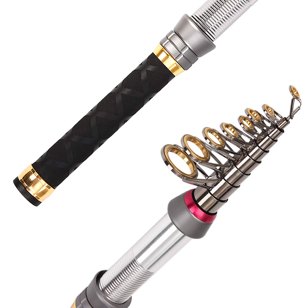 Carbon Fiber Telescopic Fishing Rod 1.3-2.4m Sea Rods Travel Fishing Rod Fishing Pole(Rod only1.8M)-POOWE