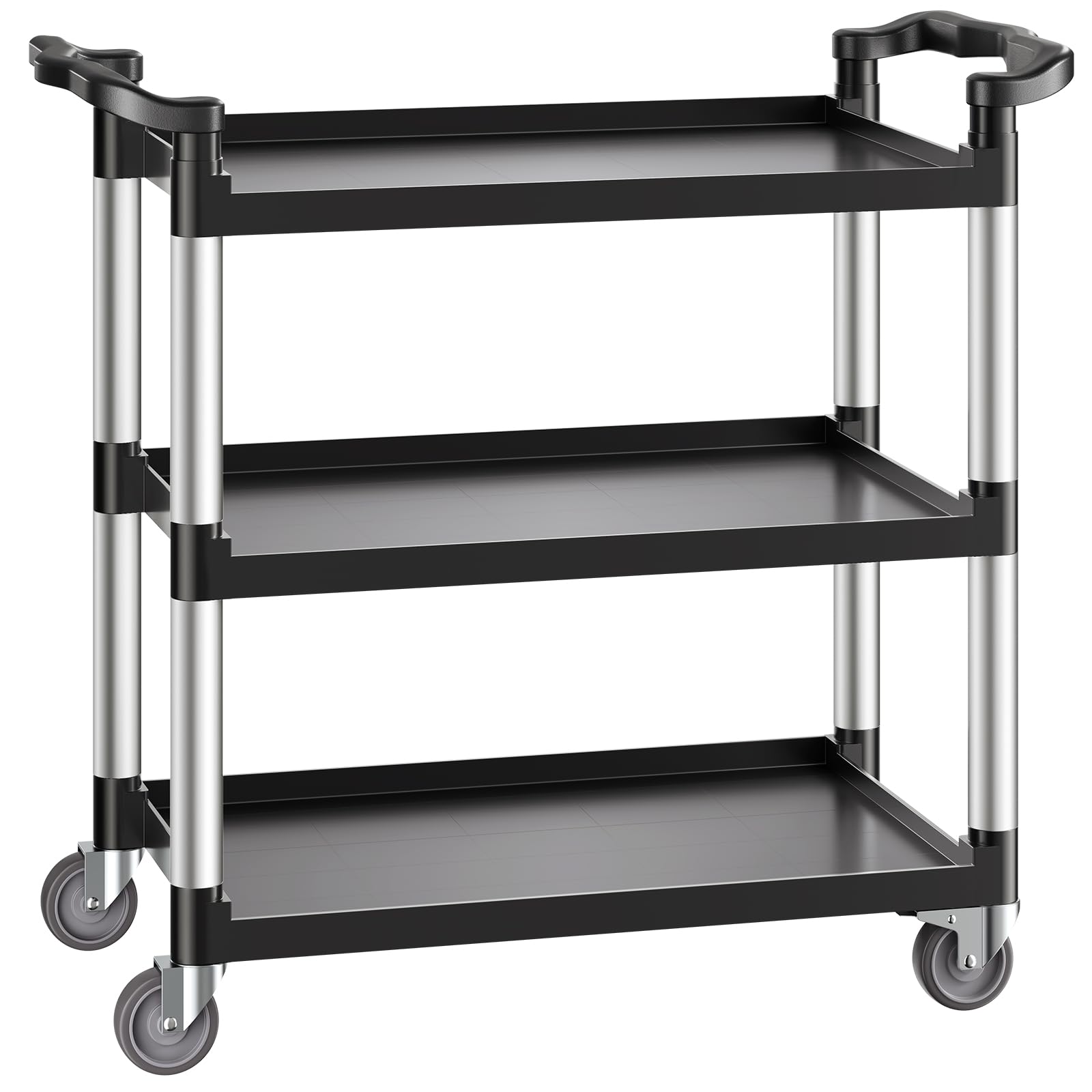 VEVOR Carrello Portavivande, Capacità di Carico 226 kg Carrello per Servizi Alimentari in Plastica a 3 Livelli da 790 x 490 mm con Ruote Girevoli 360° per Magazzino, Ufficio, Casa, Ristorante, Cucina