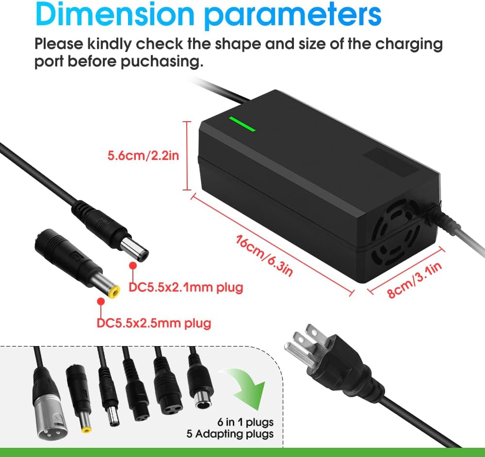 58.8V 3A Charger with 6-in-1 Plug for 52V Lithium Battery Such as Car Truck Lawn Mower Boat Marine Batteries (58.8V3A-(6-in-1 Plug)) - Image 2