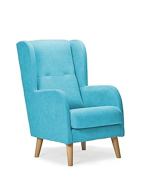 Sillón nórdico Estrecho Dakota, Especial Ancho DE 59 cm, butaca de Estilo Moderno con Patas nórdicas. Sillón Individual Acolchado para salón. 59x81x103 cm. Tela Antimanchas. (Turquesa)