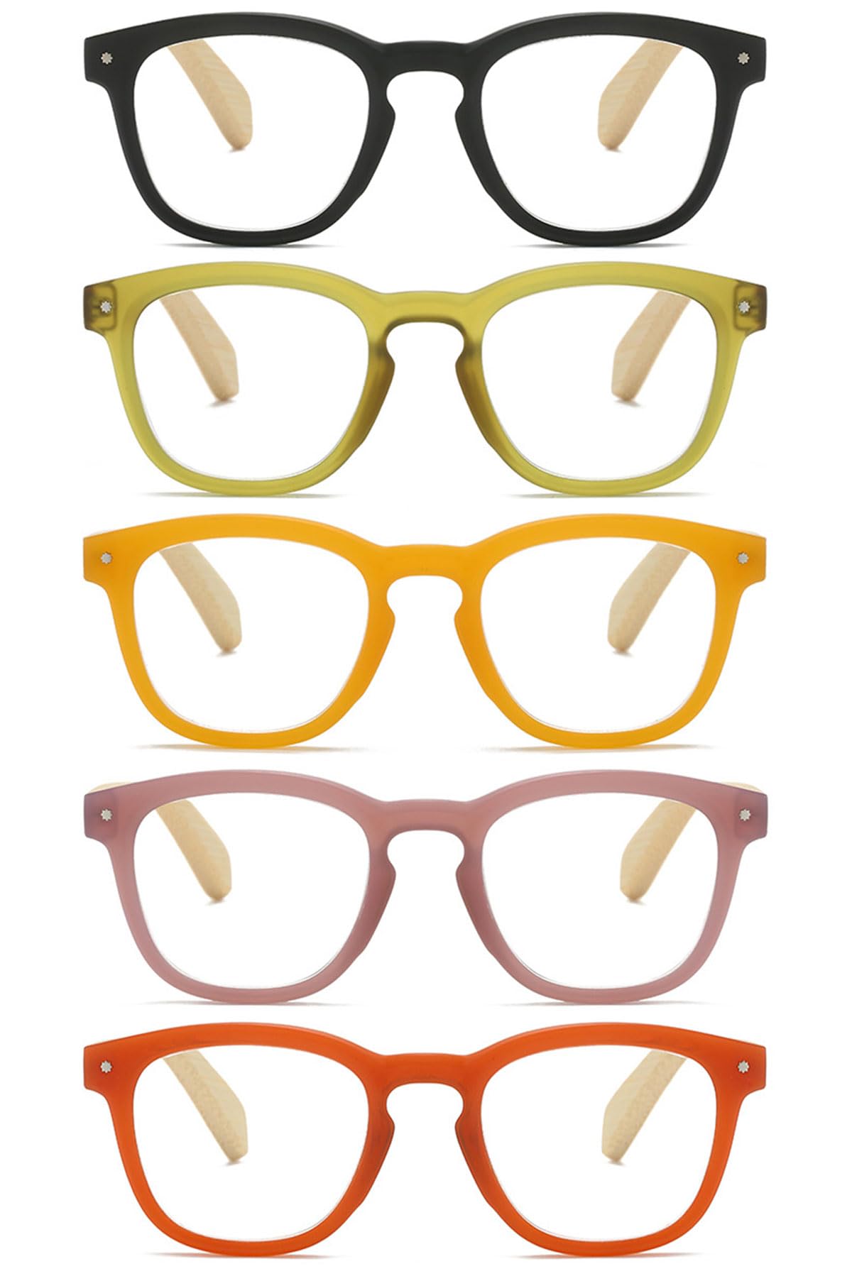 KOOSUFA Mode Lesebrille Damen Herren Bambusimitat Bügel Leicht Federscharnier Nerdbrille Lesehilfen Sehhilfe Anti Müdigkeit Brille mit Stärke 0.0 1.0 1.5 2.0 2.5 3.0 3.5 4.0