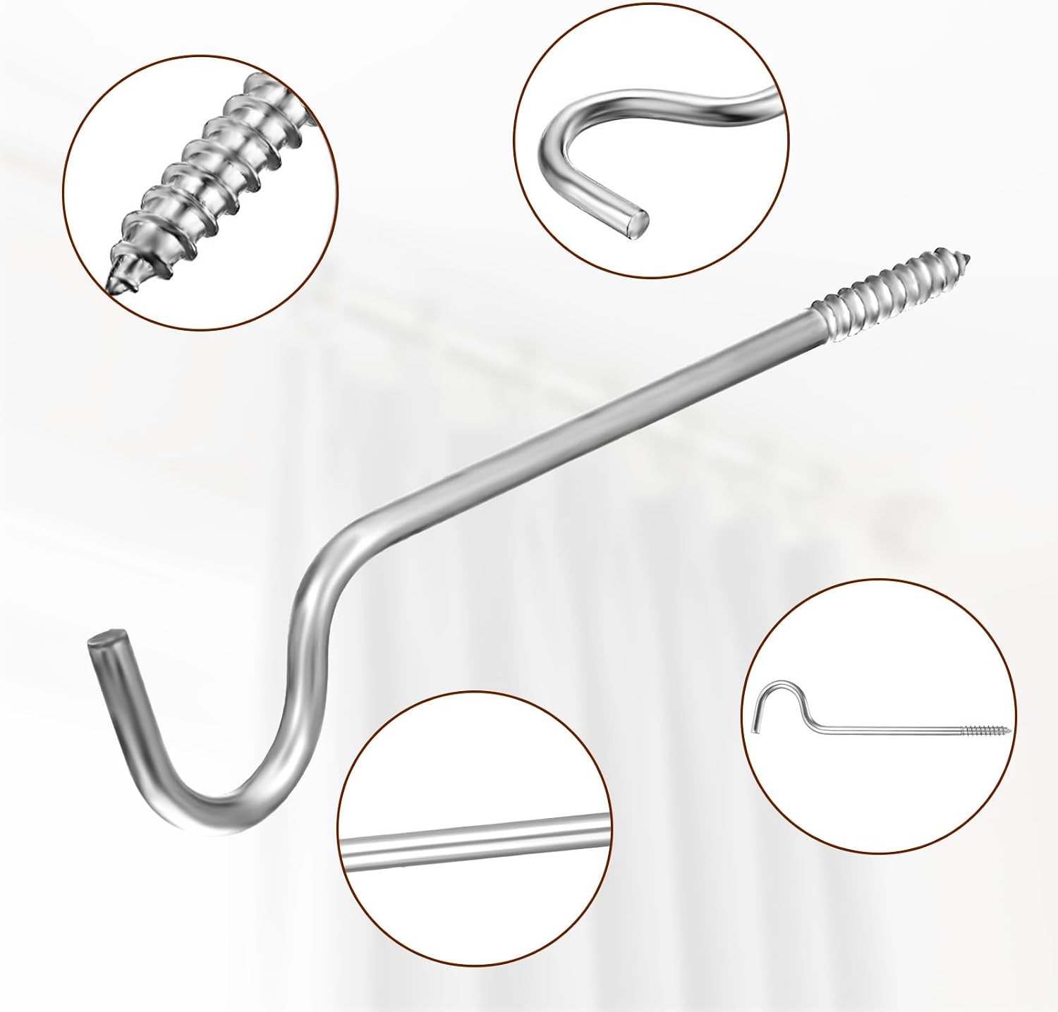 4 Pieces Single Curtain Rod Support, Silver Simple Curtain Rod Support Bracket Middle Metal Curtainrod Center Supporting Without Screws for Supporting Curtain Poles