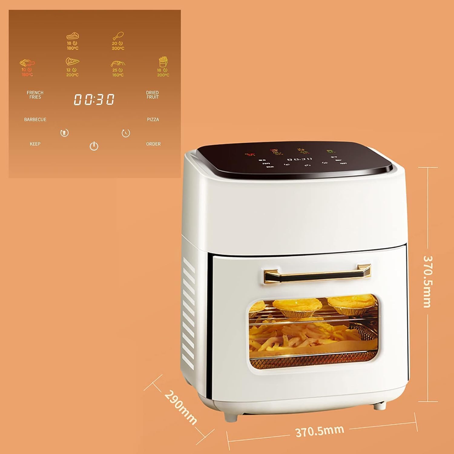 Horno Freidora de Aire de 15L 1400W, Pantalla LED con Temporizador | Circulación rápida de aire caliente para resultados crujientes, capacidad suficiente para comidas completas(black)