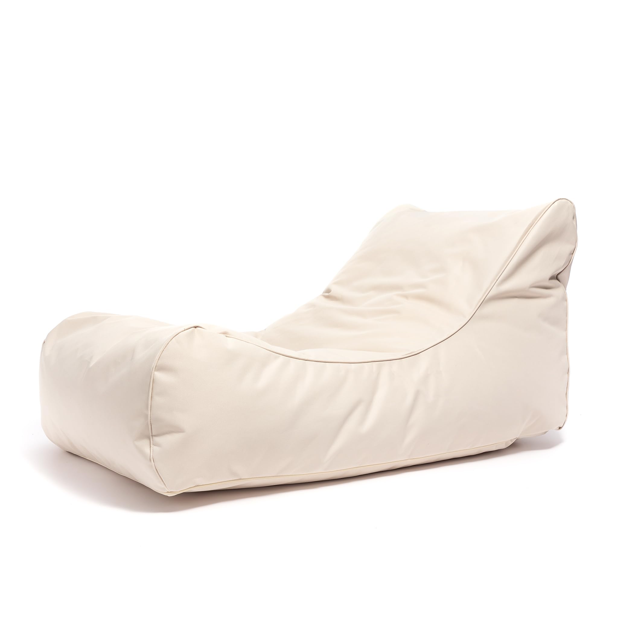 Ecopuf - Master Polyester Divano Pouf da esterno Chaise Longue - Pouf Poltrona con custodia e maniglia - Poltrona Relax da salotto - 115x65x60cm, Panna Nc18