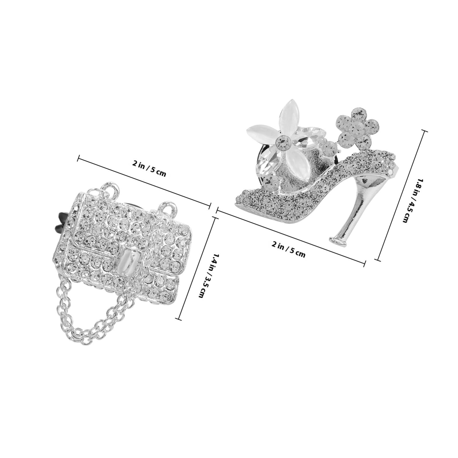 Clip Profumo Auto a Tacchi Alto Strass, 2 Pezzi Argento