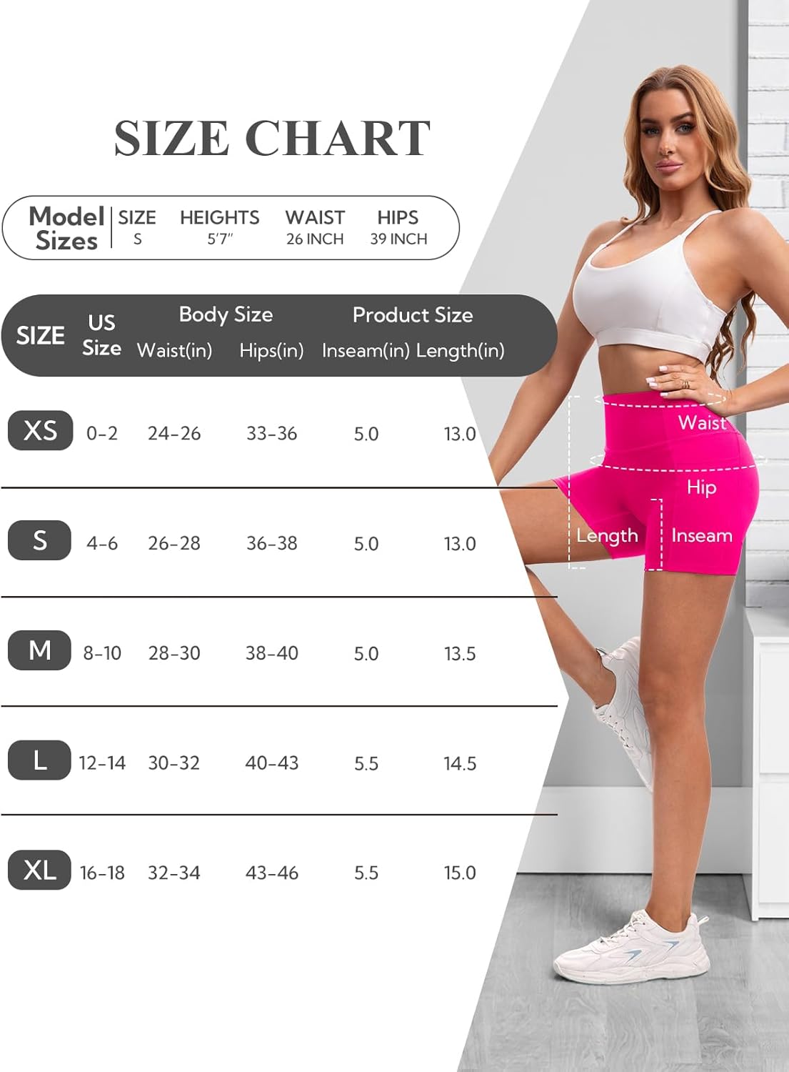 Biker Shorts Women with Pockets 5'' High Waisted Gym Workout Spandex Shorts Tummy Control Yoga Shorts