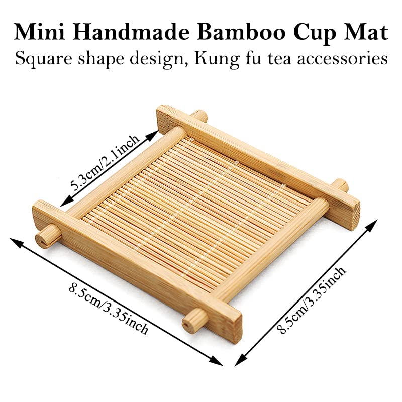 AKOAK 2 Pcs Handmade Bamboo Coaster Kung Fu Tea Accessories, Coffee Cups, Bamboo Coasters, Placemats, Kitchen Accessories