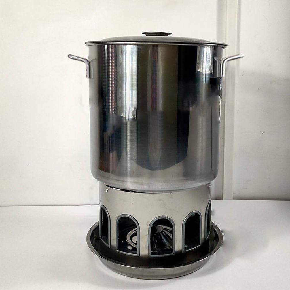 WYRNOBRX Chicken Feeder Stainless Steel Feed Dispensers And Feeders for Chickens, Ducks, And Geese Duck Feeders for outside Boxes Poultry Feeding Equipment,Silver/A