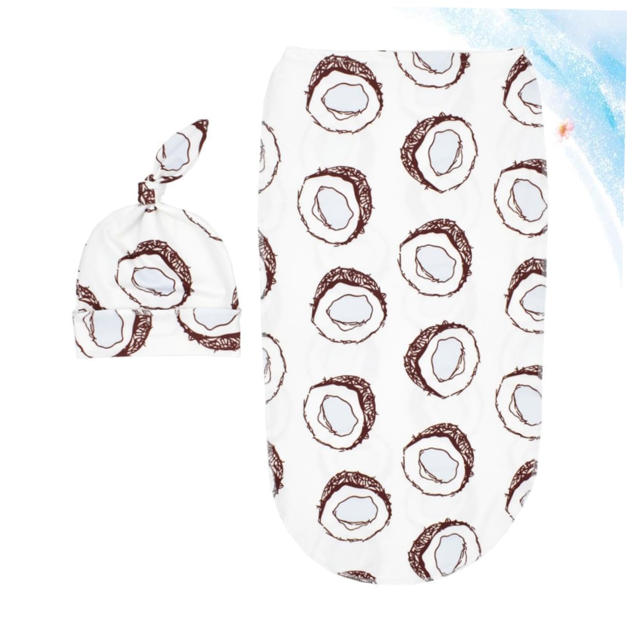 ifundom Coconut Pattern Baby Sleeping Bag Anti-Jump Swaddle Comfortable Knotted Hat Unisex 6m Newborn