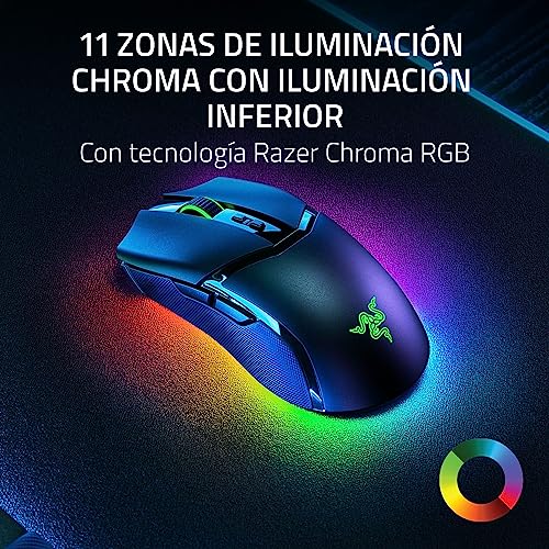 Cobra Pro - Mouse da gioco wireless personalizzabile Chroma RGB (10 controlli personalizzabili, illuminazione cromatica a 11 zone, sensore ottico Focus Pro 30K, HyperSpeed Wireless) Nero - Mouse gaming - Immagine 5