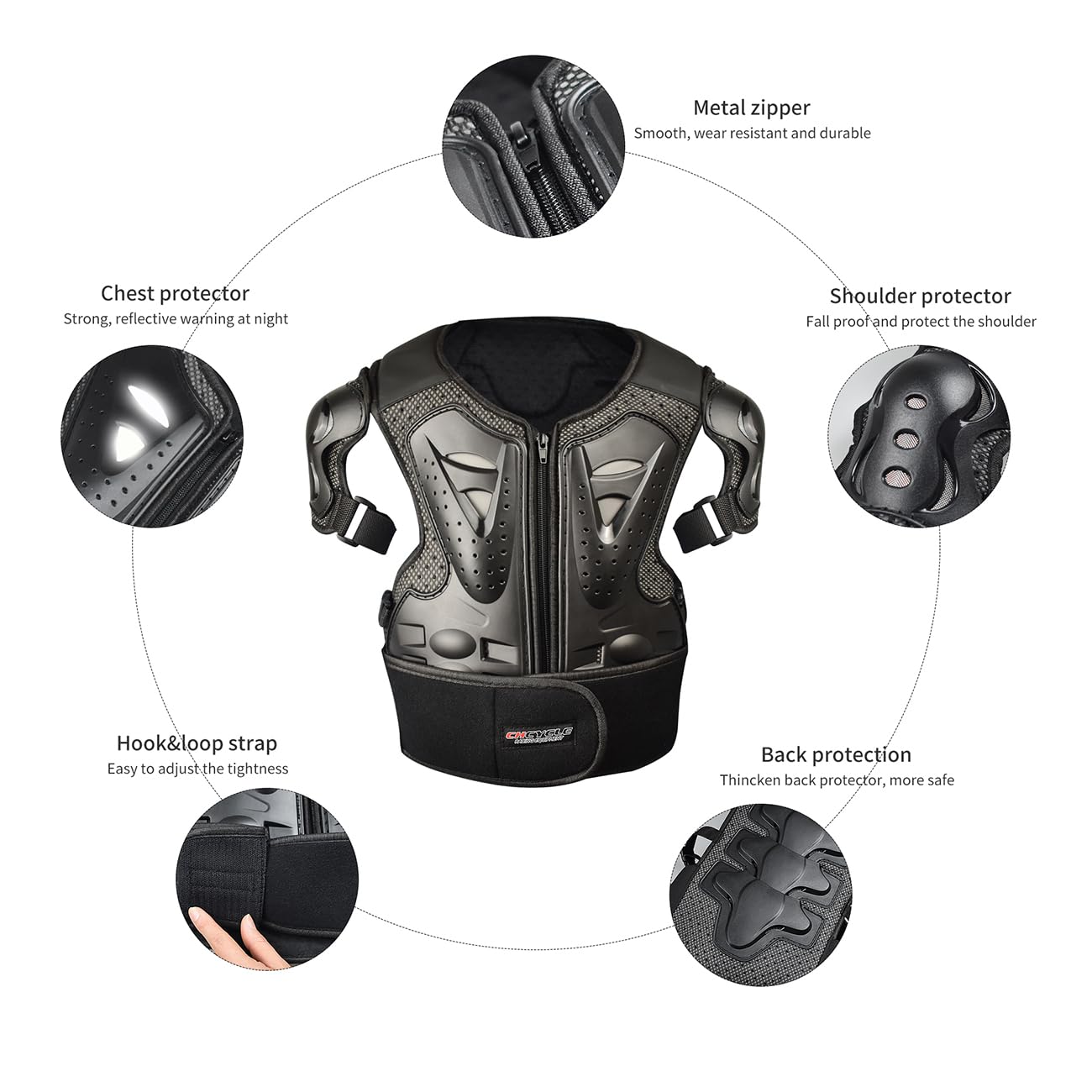 Equipement Dirt Bike pour Enfants Equipement de Protection pour la Moto Motocross Armor Suit Protections de Poitrine et de Dos, Genoux et Coudes pour Le Cyclisme