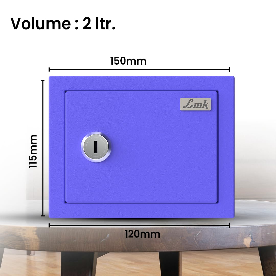 Link Smart 2 Litres Gullak Safe Locker for Home & Office| 3-Year Warranty| Mechanical Key, CRCA Material, Laser Cut Design| Vibrant Saaving Bank| Weight : 0.9 Kg| Ocean Blue 2