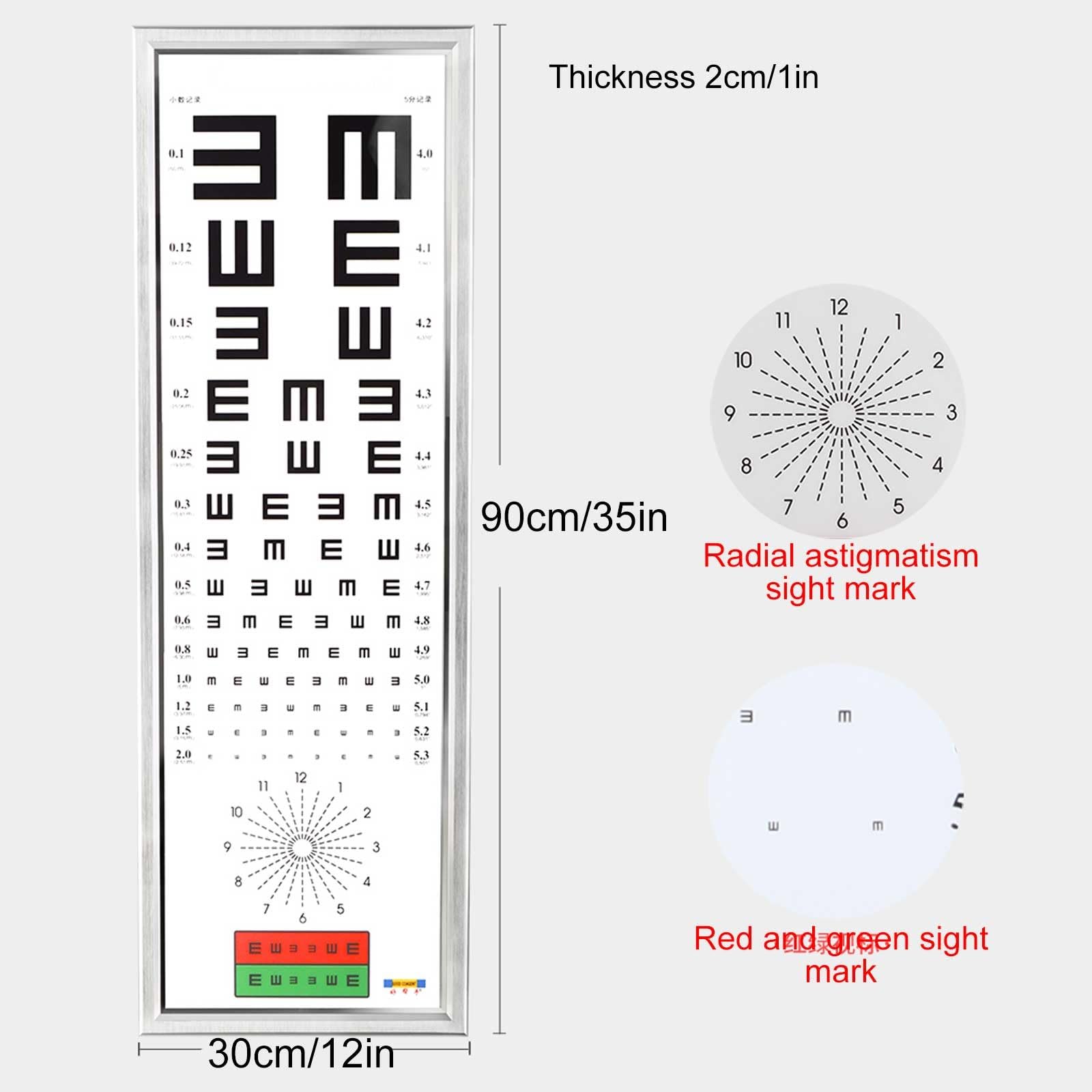 LED-Sehtesttafel, Sehtafel mit Astigmatismus/Rot-Grün-Sichtmarkierung für Augenuntersuchungen, Optikergeschäfte, Kliniken, Schulen