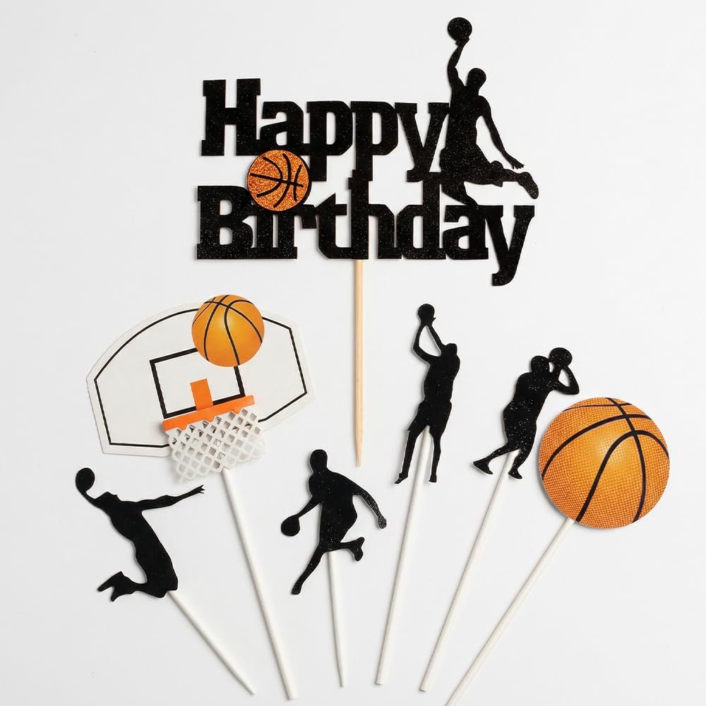 Basketball Theme Cake Topper for Birthday Party Decorations (7PCS)