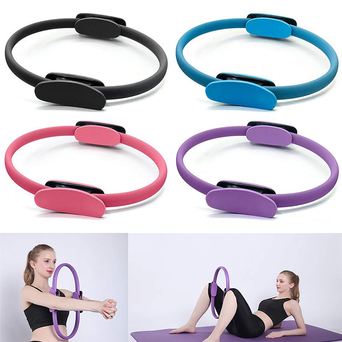 SagaSave - Anello da pilates con doppio manico, 38,1 cm, per allenamento di resistenza, yoga, fitness, per yoga, interiore coscia e tonificante cosce