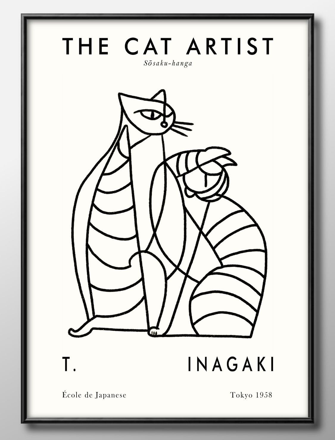 Amazon.co.jp: 稲垣知雄 猫 ネコ A3 サイズ おしゃれ 絵画 インテリア