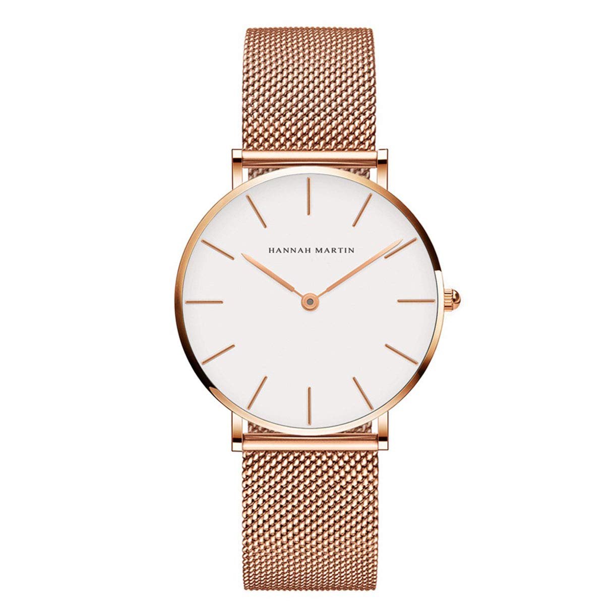 Womens Analog Quartz Watch Rose Gold Stainless Steel Mesh Band