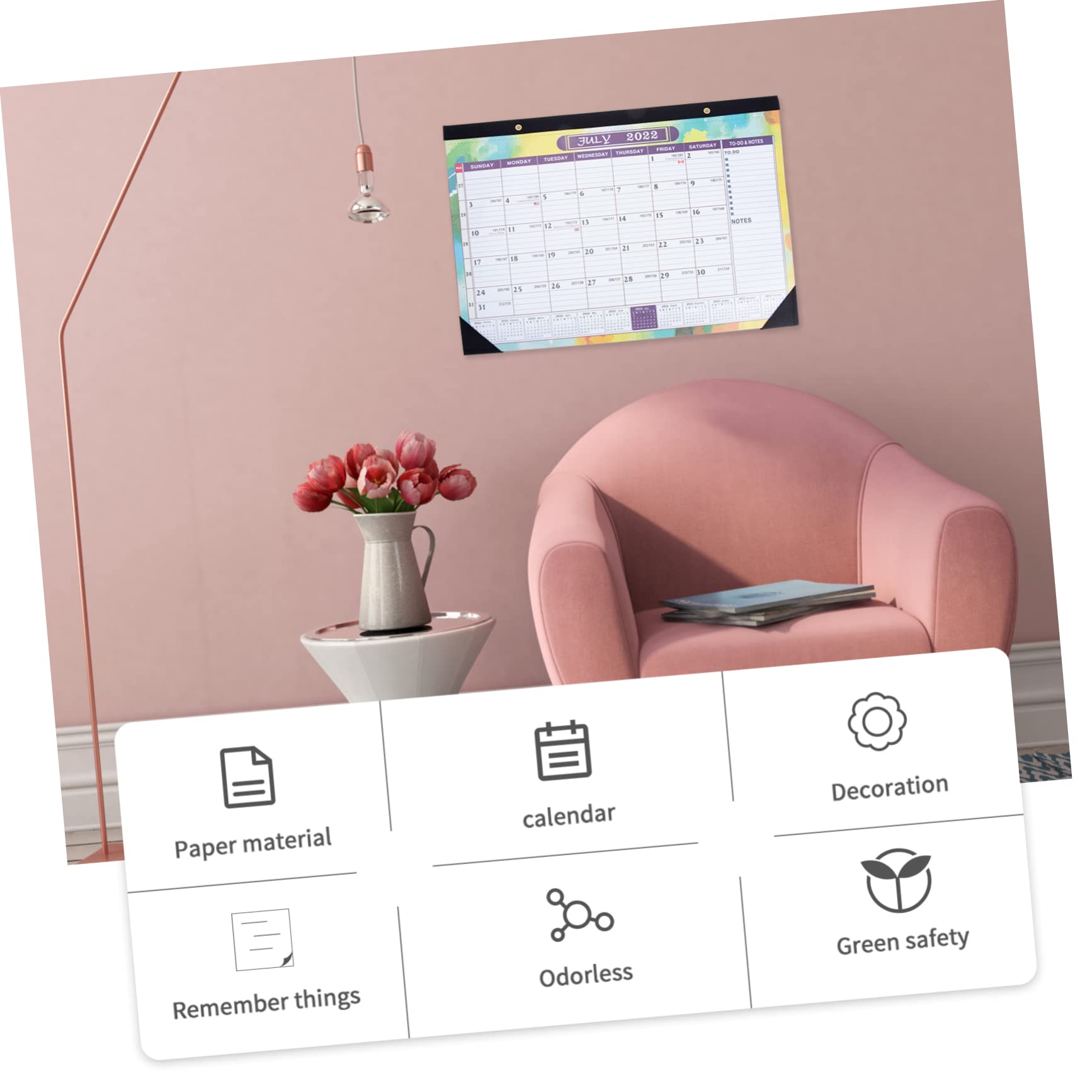 VILLCASE 4stücke Englischer Wandkalender Monatlicher Haushaltskalender Für Büro Und Zuhause Dekorativer Und Praktischer Wandkalender Mit Einfachem Design Abwischbar Und Langlebig