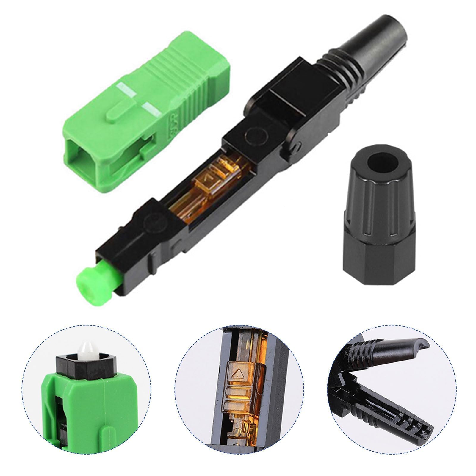 GVSS Lot de 10 Connettore Fibra Ottica SC/APC, Cavo Fibra Ottica, Livello di Telecomunicazione, Compatibile con Reti FTTH, LAN, WAN, Televisione via Cavo