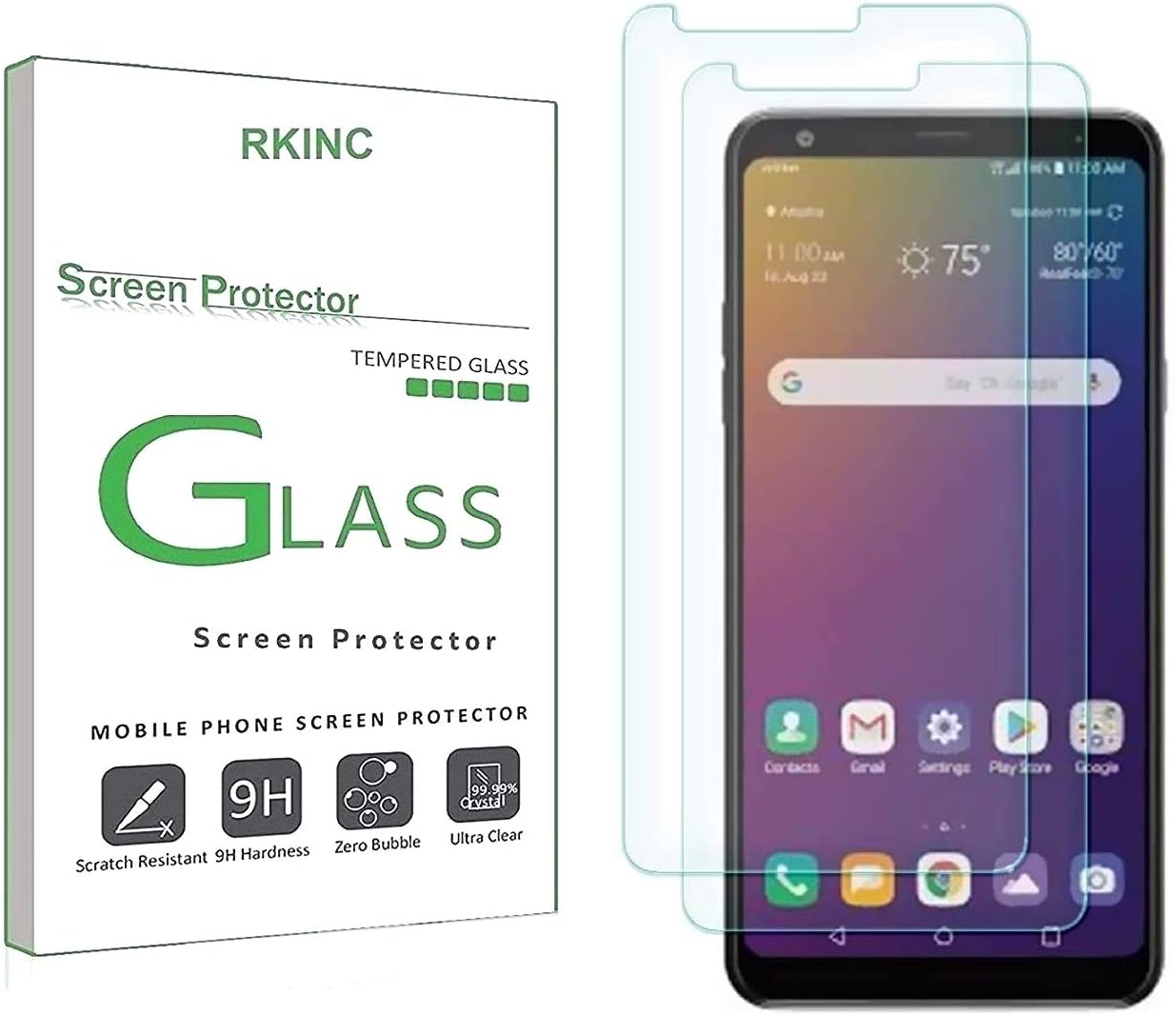 RKINC Screen Protector for LG Stylo 5, Tempered Glass Screen Protector[0.3mm, 2.5D][Bubble-Free][9H Hardness][Easy Installation][HD Clear] for LG Stylo 5(2 Pack)