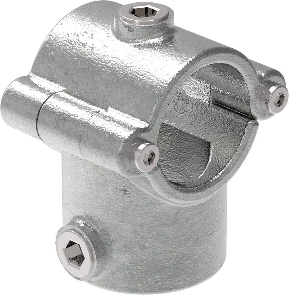 Fenau | Raccordo a T/raccordo a T, incernierato, con bullone incluso, 90°, Ø 33,7 mm, raccordo per tubi, ghisa malleabile, zincato a caldo, viti incl.
