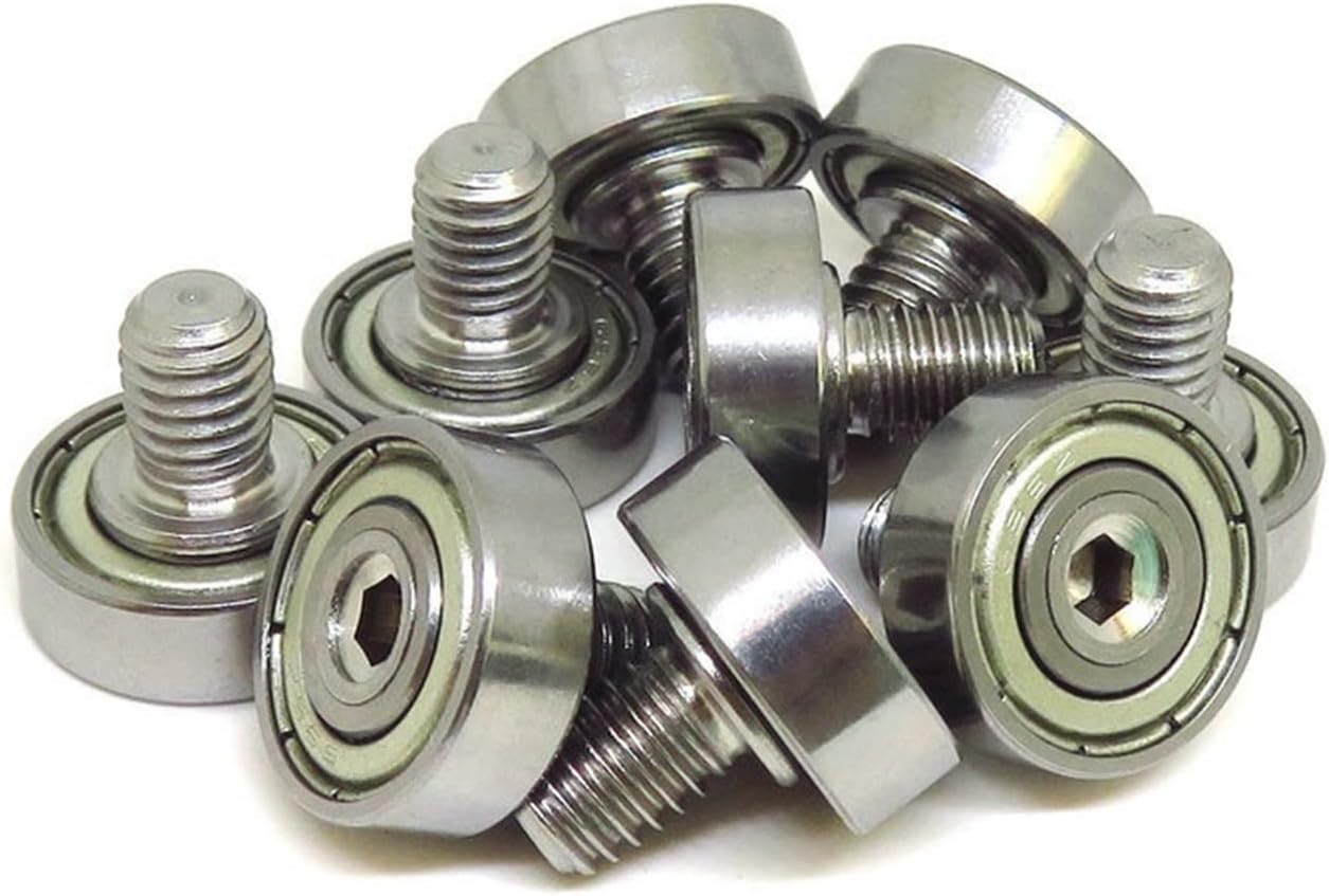 LANGshaw OD 15 mm Stainless Steel Screw Bearings Rollers with 696 Bearing JS69615-5C1L8M6 M6x15x5 mm Furniture Rail Pulley Wheels Leisurely (Color : Silver, Outer Diameter : 15mm)