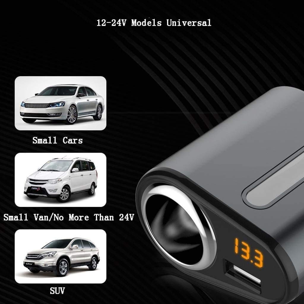 Cargador de automóviles, Mini Fit Fit USB Cargador de Coche Dual Puerto de Carga, Monitoreo de Voltaje (Color : White)