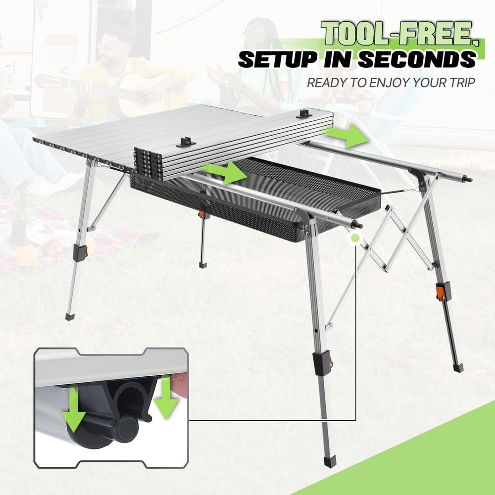 Folding Aluminum 47" Camping Table Patio Picnic Desk Lightweight w/Storage Bag