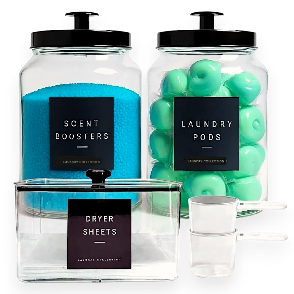 Snapklik.com : Glass Laundry Room Organization And Storage Set