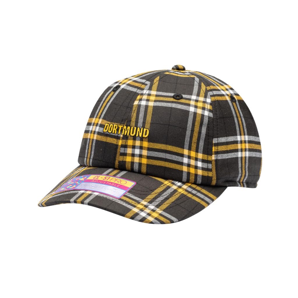 Borussia Dortmund Mogul Premium Plaid Adjustable Hat Black And