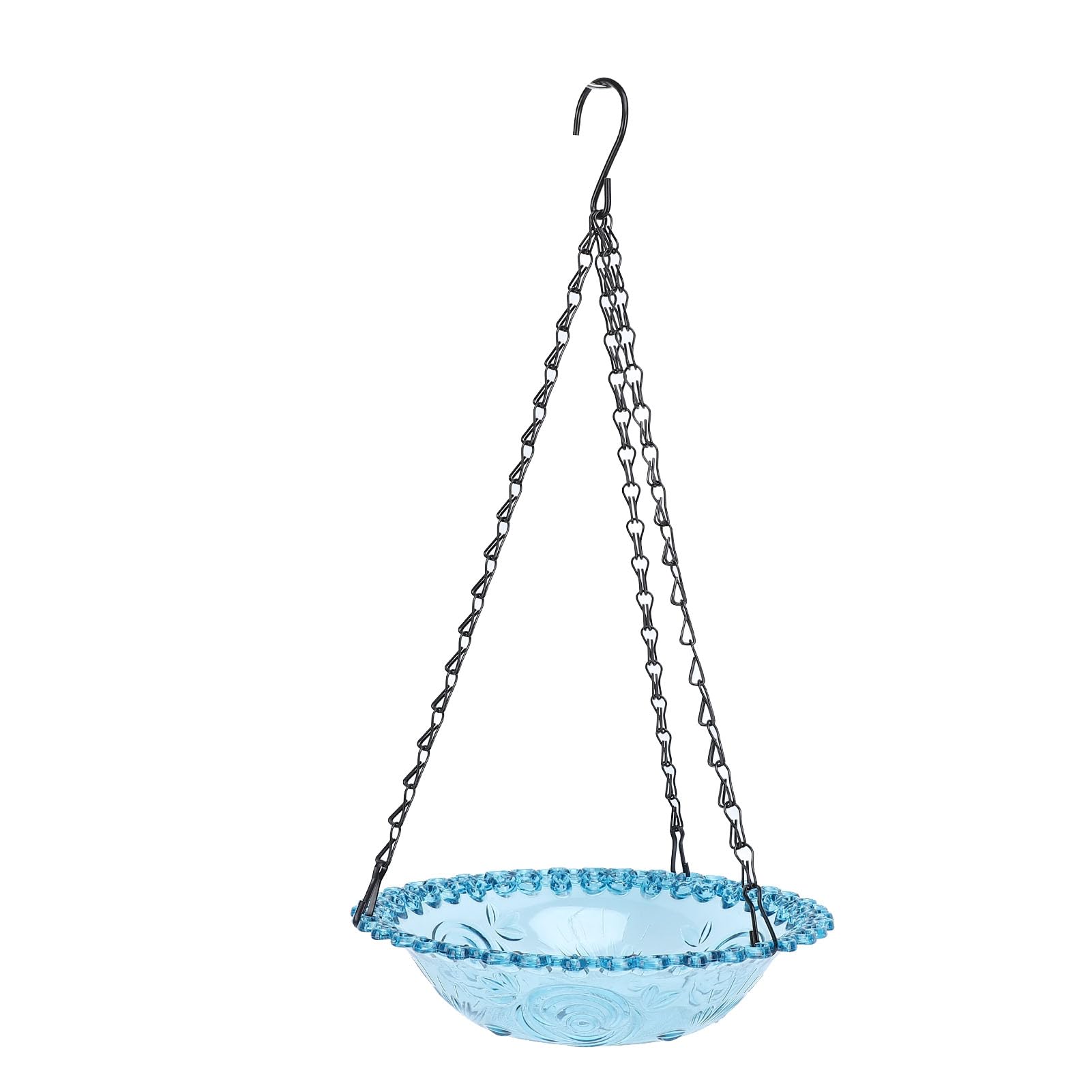 Funga da bagno per uccelli appesi a energia solare con flusso d'acqua regolabile per giardini e patio in materiale plastico premium