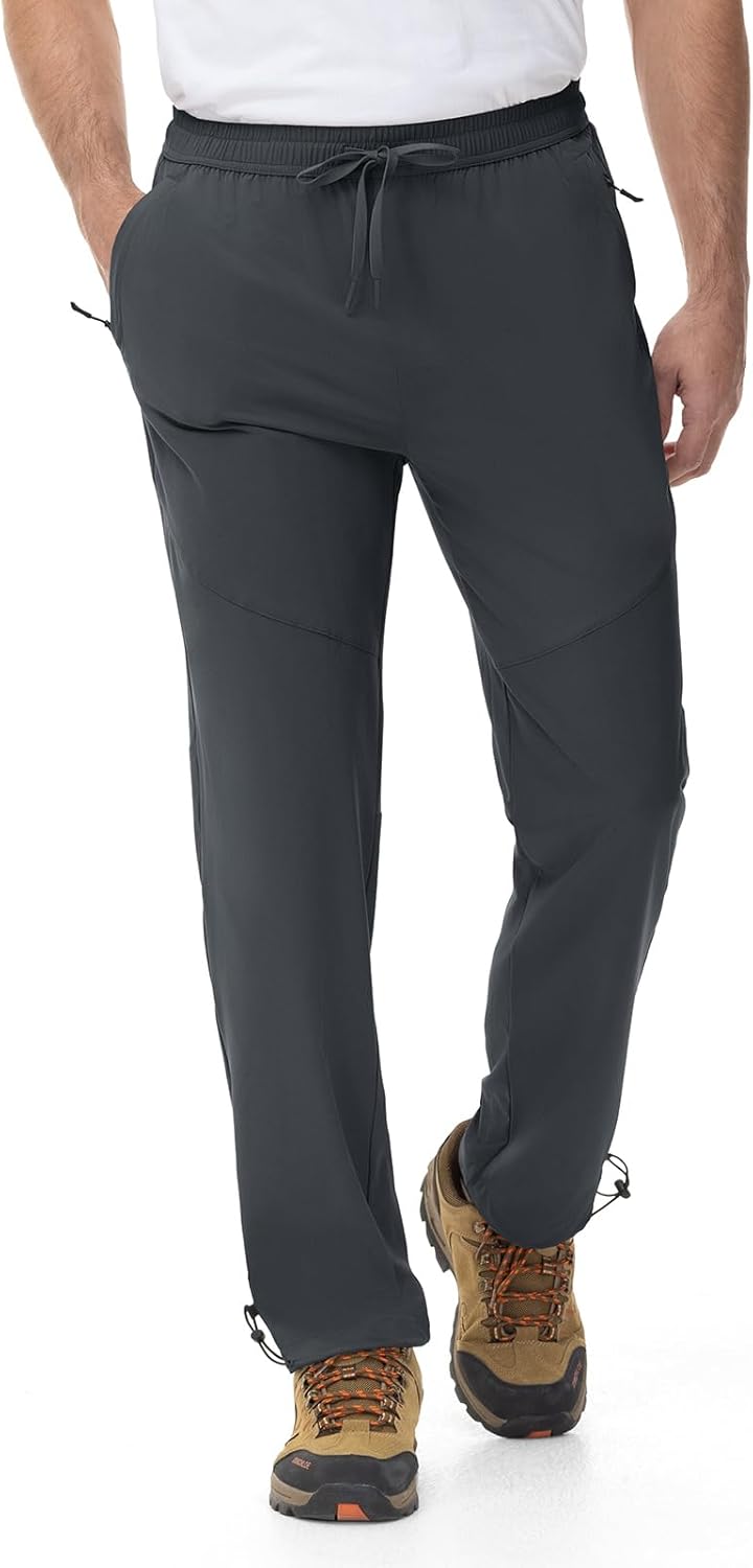 Rdruko Men’s Lightweight Hiking Pants Athletic Quick Dry Water Resistant Casual Pants with Zipper Pockets for Outdoor