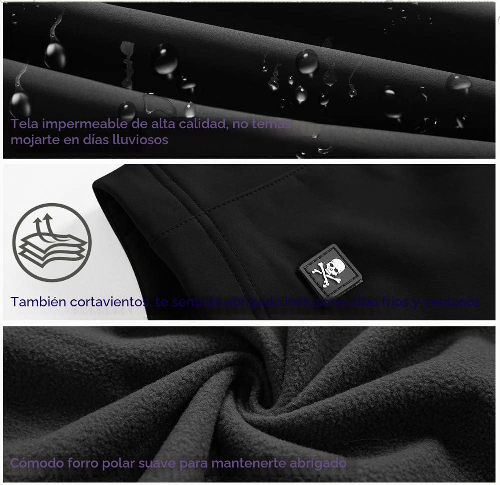 Hombres Chaquetas Militar Táctico Impermeable Softshell Vellón Invierno al aire libre Sudadera con capucha
