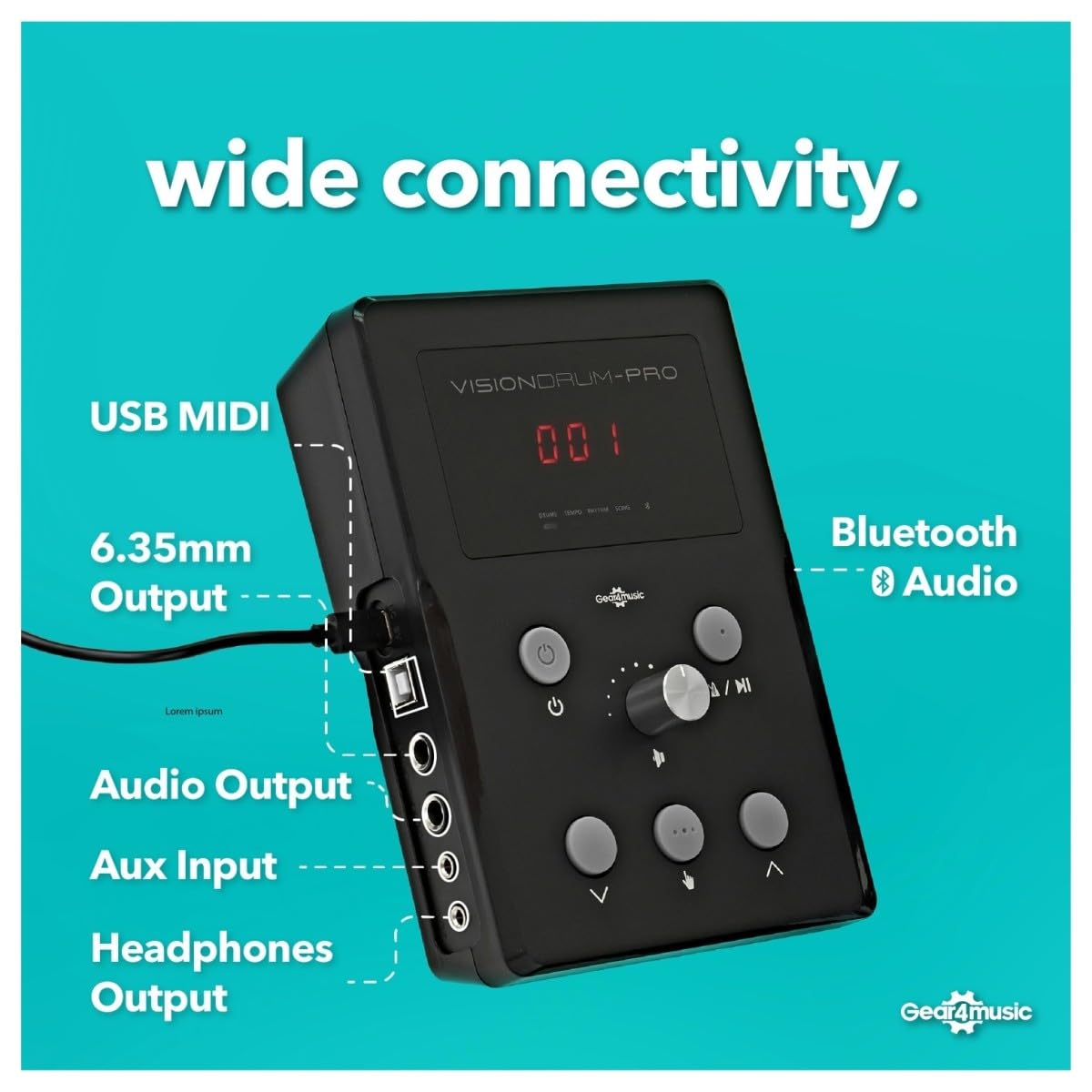 VISIONDRUM-PRO Batteria elettrica con cuffie - Mesh Pads Batteria elettronica per bambini e adulti