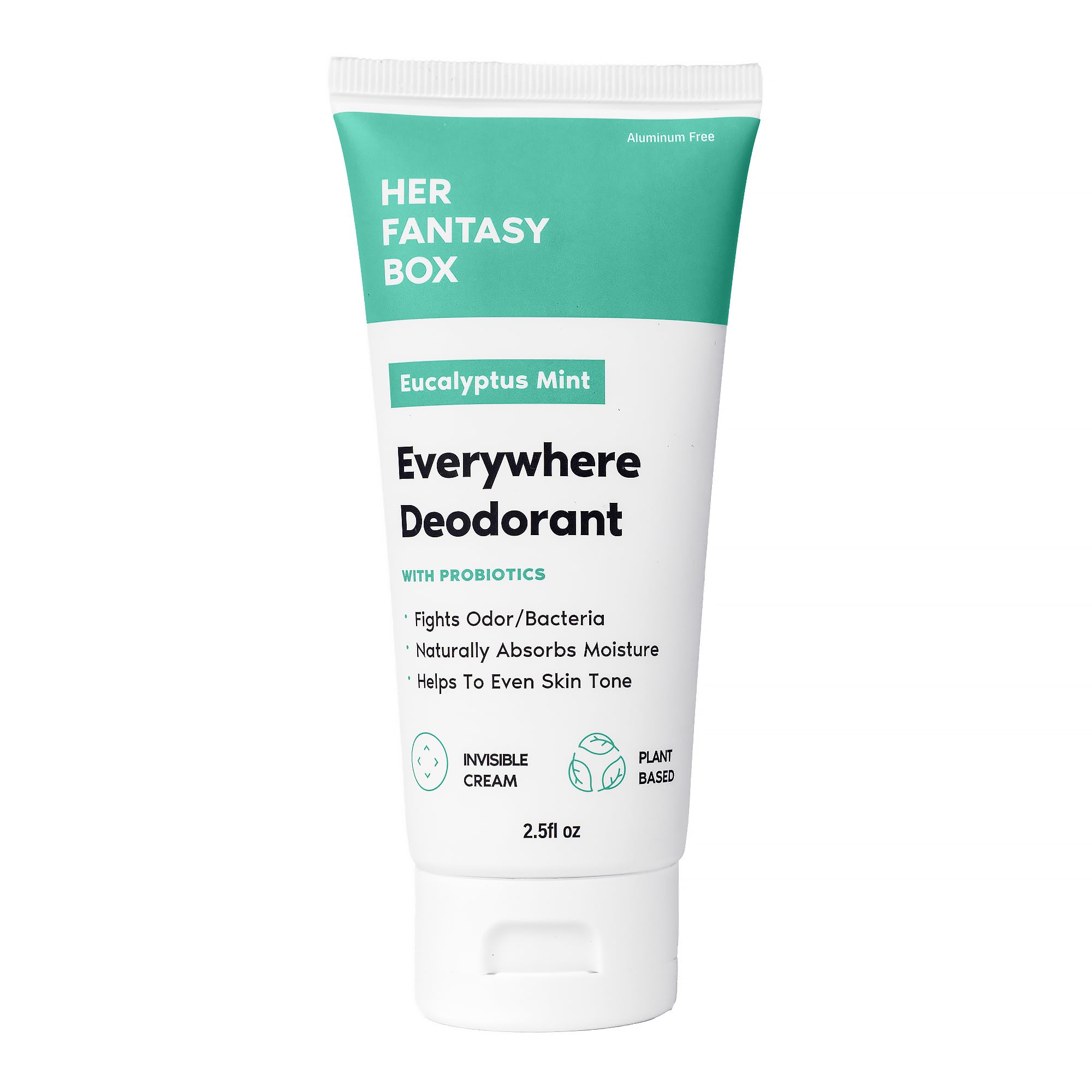 Her Fantasy Box | Everywhere Deodorant | with Probiotics - Mint Scent | Aluminum-Free, Naturally Absorbs Moisture | Fights Odor & Bacteria | Skin-Improving Formula