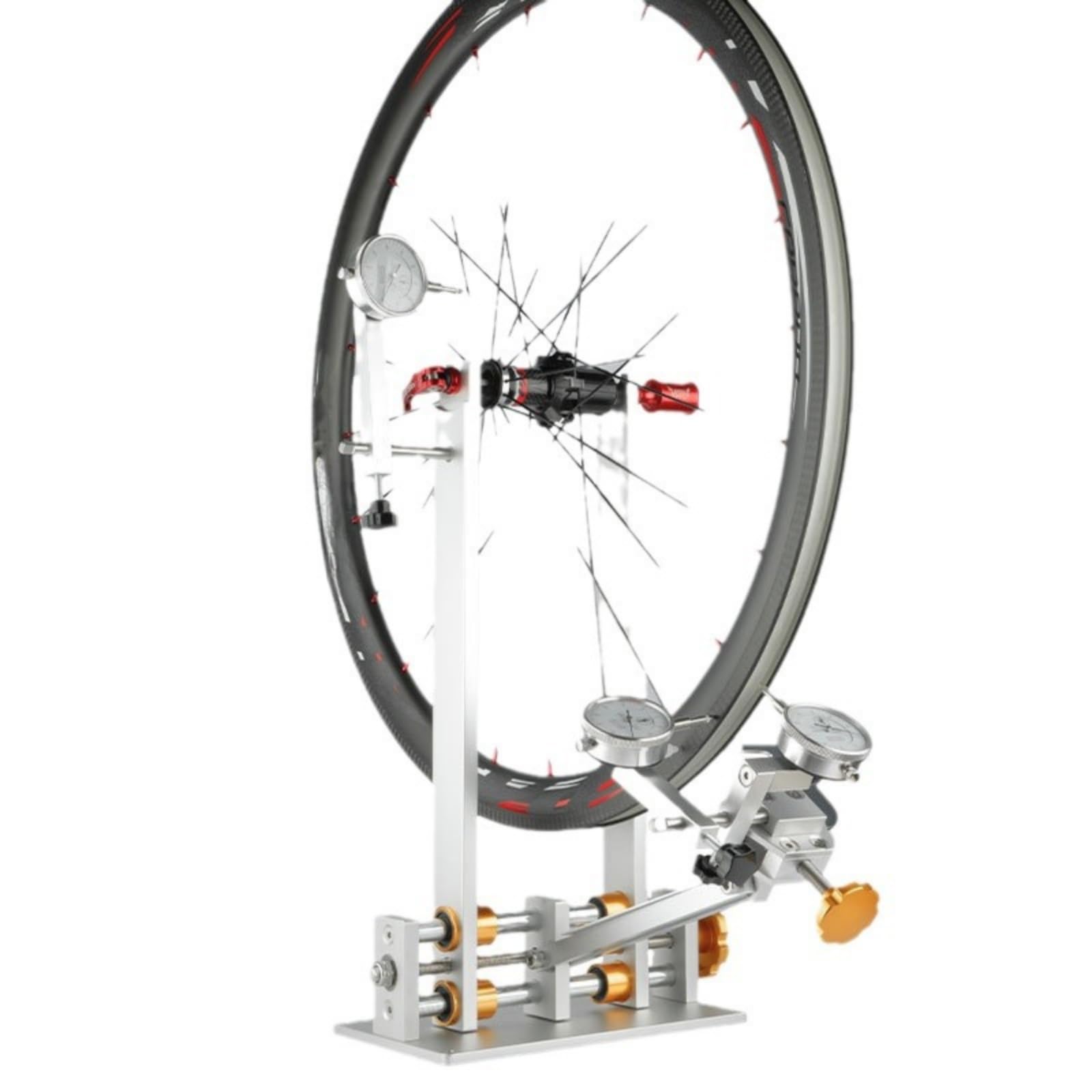 Centrador Ruedas con Comparadores table Centrador Ruedas Bicicleta Rígido Herramienta para Garaje , Azul Zafiro , Con Tres Medidores + Caja De Almacenamiento, Versión Mejorada