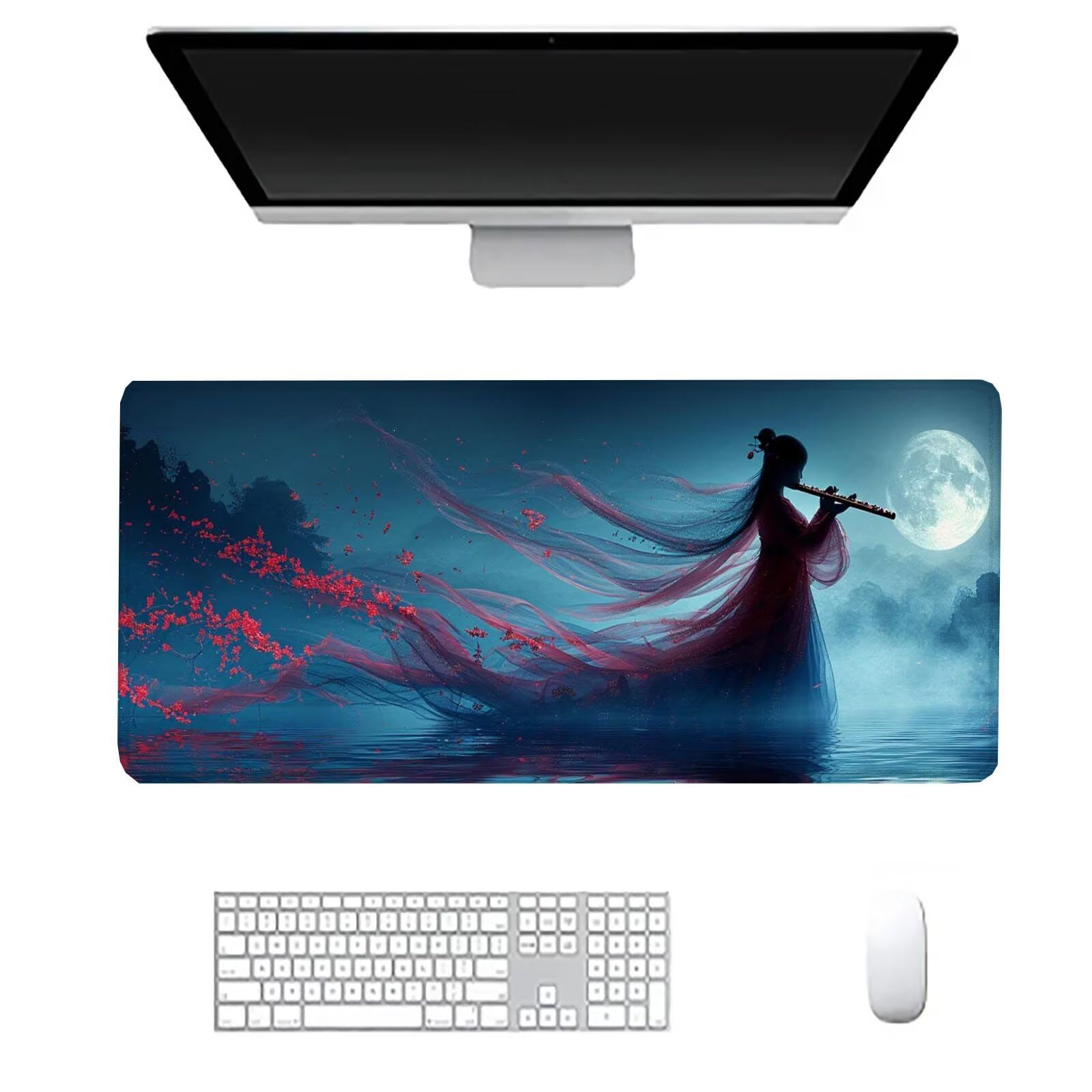 Podkładka pod mysz dla dziewczynek duża podkładka na biurko dla graczy księżyc XXL 1600 x 800 x 3 mm niestandardowa podkładka pod mysz, ochraniacz na biurko matowe akcesoria do biura, do domu Deco