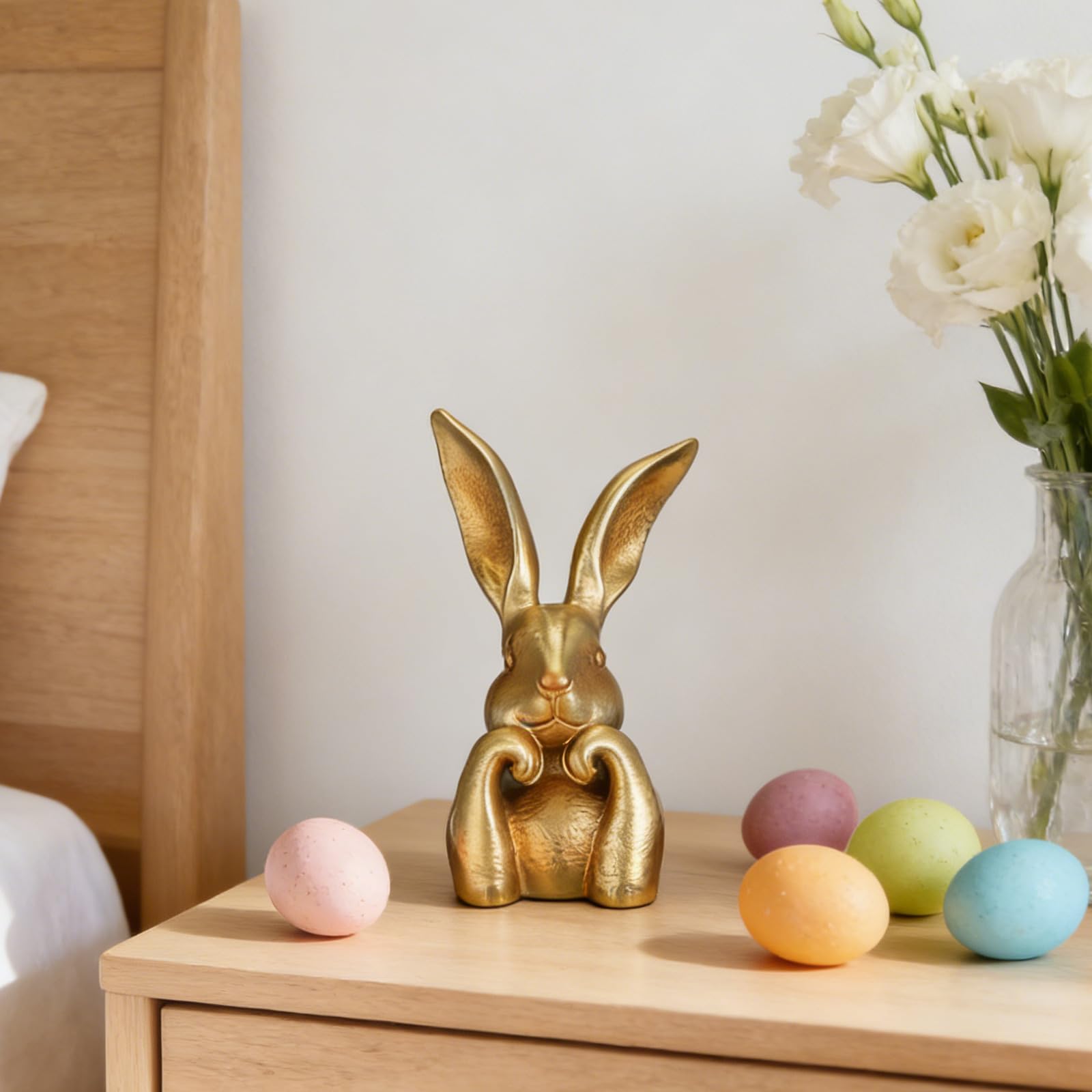 Generisch Frühlingsdeko Osterdeko Osterhase,Home Decoration,Resin Osterdekoration Hase Ornament,Kreativ Ostern Deko,Tischdeko,Osterhasen Figuren Decorations Für Büro,Wohnzimmer,34.5x14.2x13.2CM