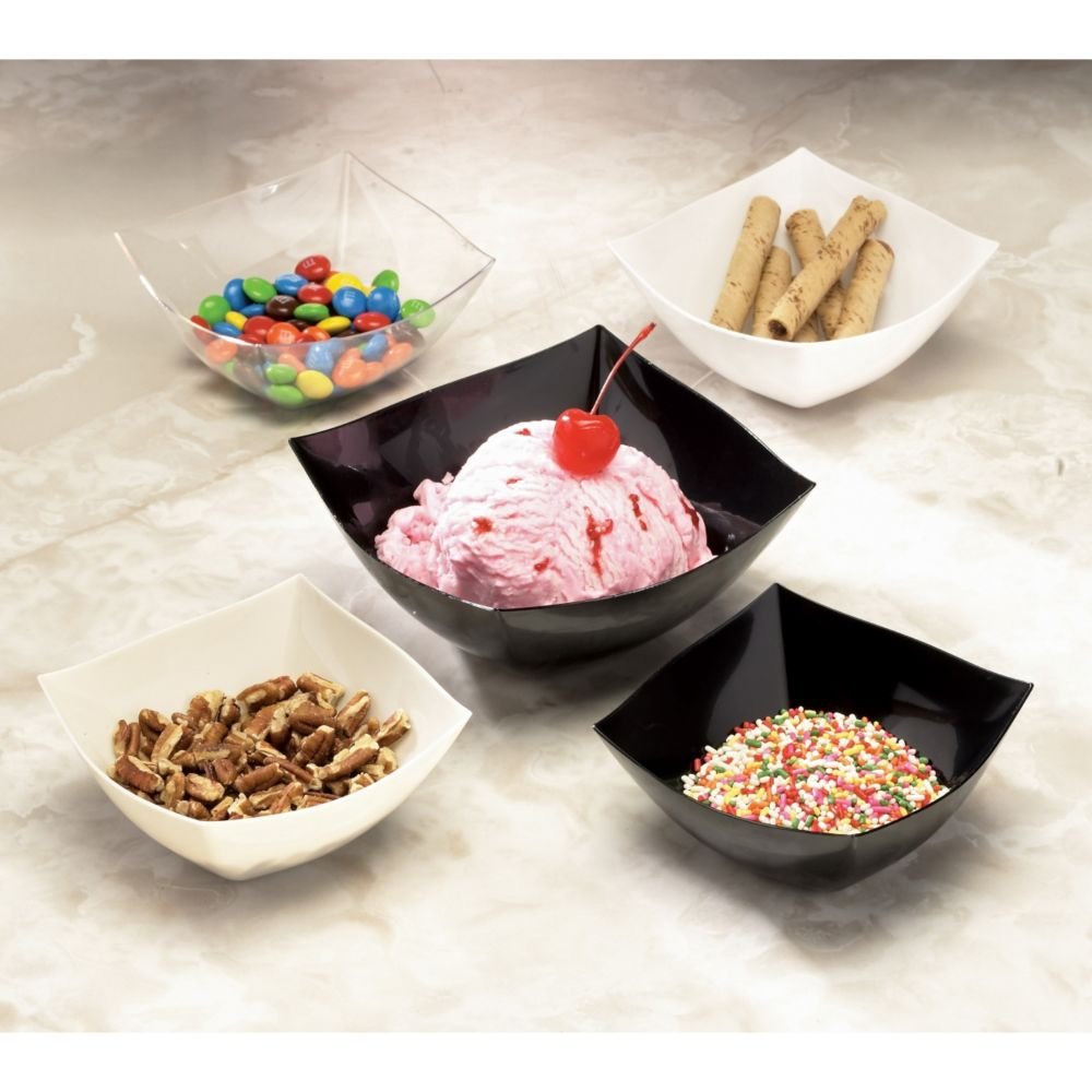 EMI Yoshi Koyal Disposable Square Bowl Lids, 16-Ounce, Clear, Set of 100