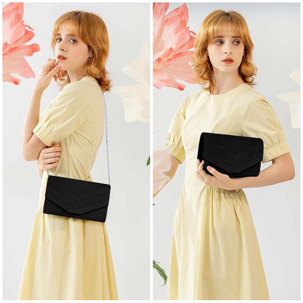 OSDUE Evening Bag Clutch Purses for Women, Glitter Evening Bag Sparkling Envelope Packet with Detachable Chain for Prom Wedding Party Banquet Date (Silver)