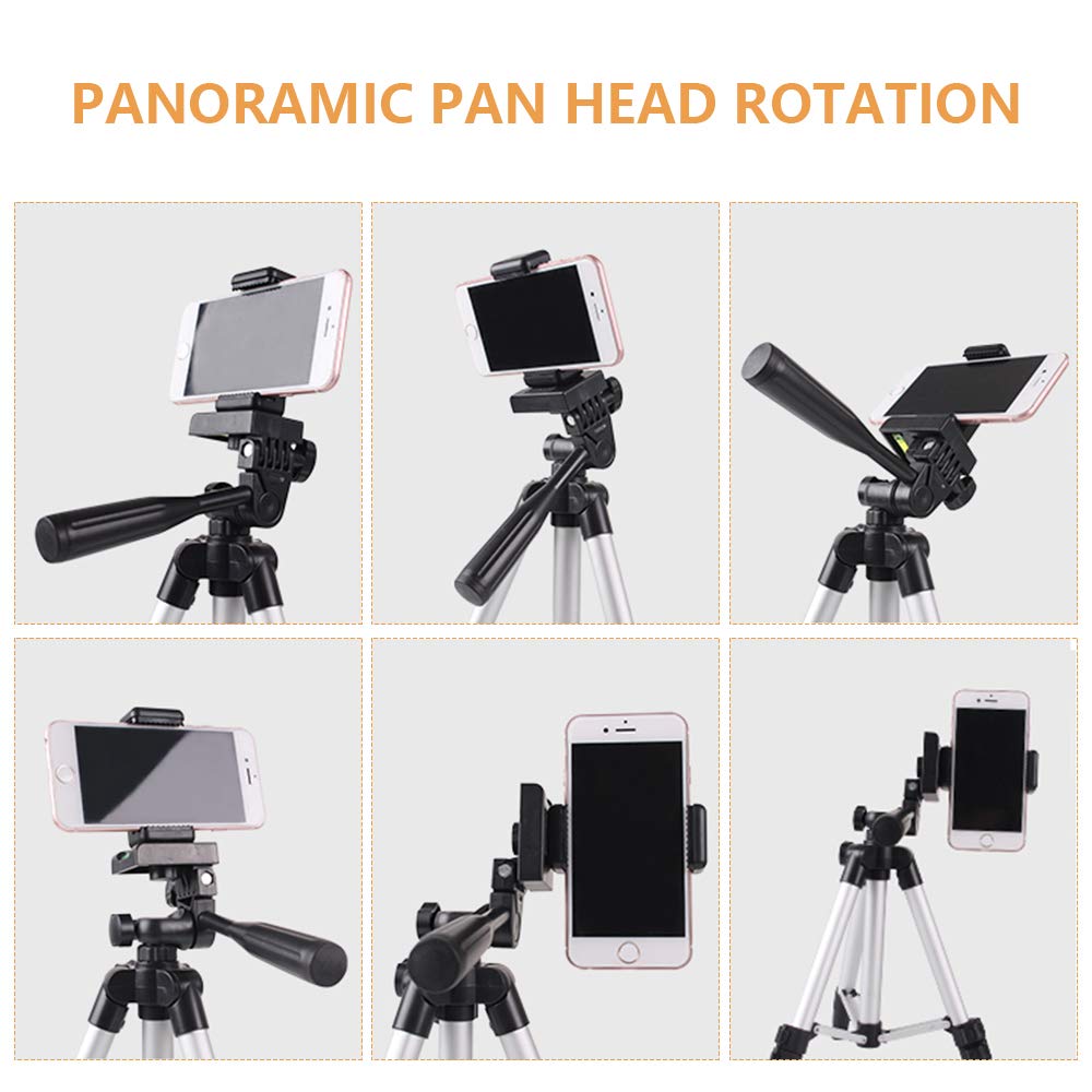 Treppiede da Viaggio per Fotocamera, Tripod di Alluminio Leggero da 50cm, Treppiedi da Viaggio per Cellulare e Fotocamera + Supporto Universale Treppiedi per Smartphone