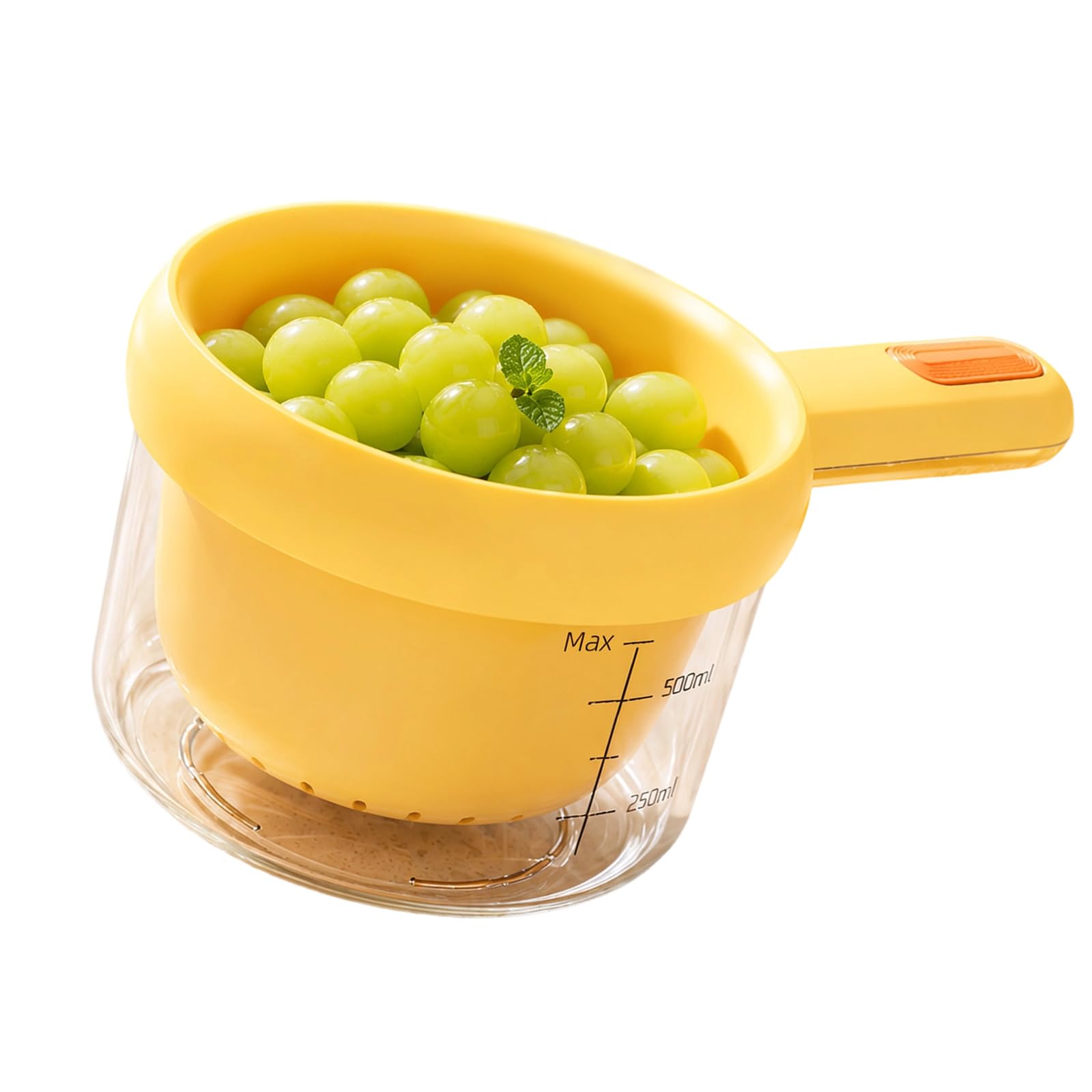 Pangboer Yellow Layer Produce Basket Kitchen Drain Prep Bowl With Handle, Pet Pp Measuring Design For Countertop Rinsing Produce Washing Basket Kitchen Drain Bowl Fruit Rinse Colander Vegetable Prep Drainer Handled