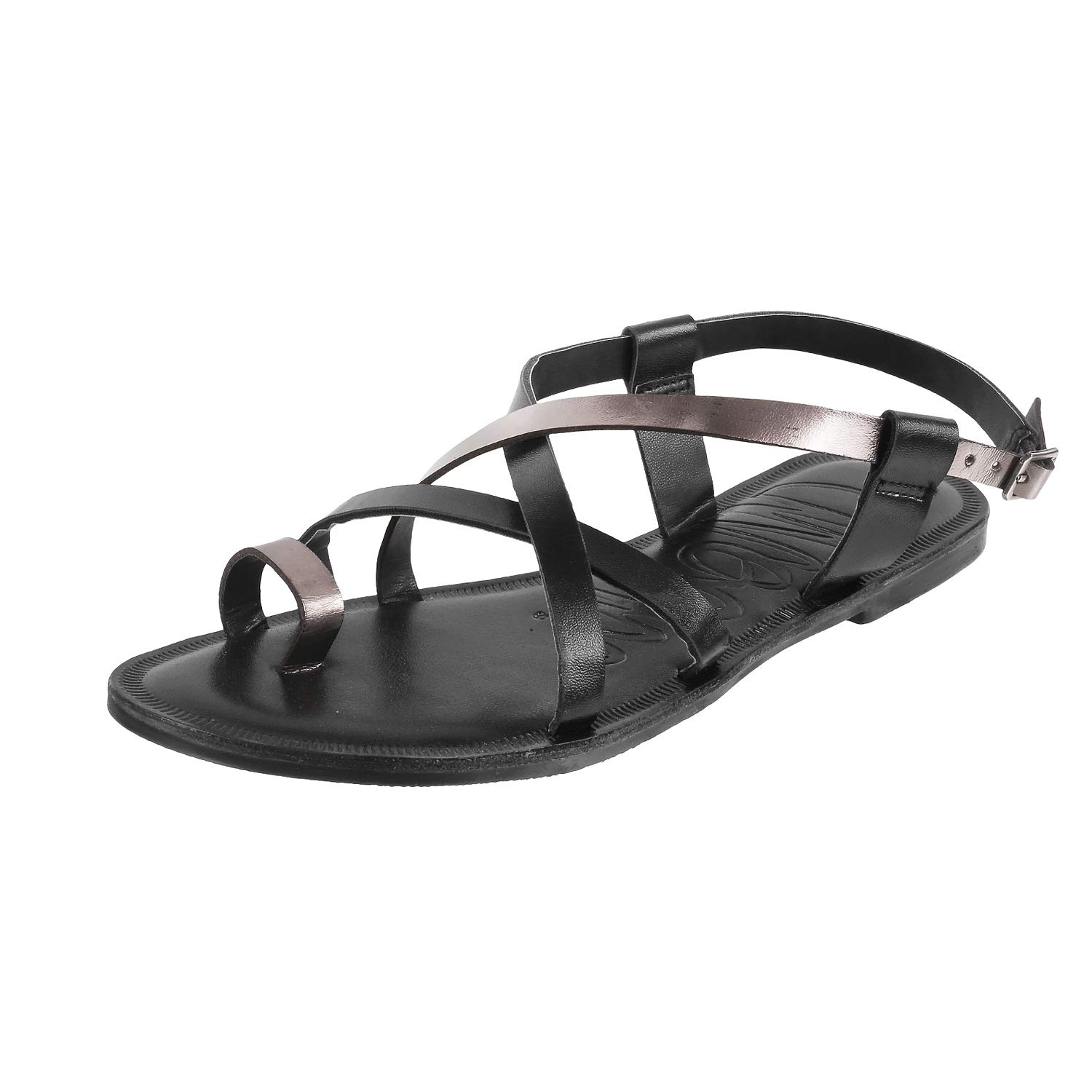 Mochi Womens Black Faux Leather Strappy Flat Fashion Sandals UK/7 EU/40 (33-1057) (B0843GNZV3) Amazon Price History, Amazon Price Tracker