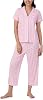 Nautica Pajamas for Women Set, Womens Lightweight Short Sleeve Button Down Pajama Shirt & Capri Pants, Lounge Sets PJs Women
