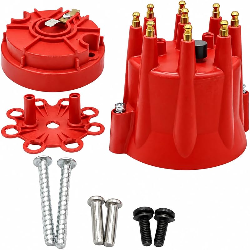 Kit de Tampa e Rotor do Distribuidor HEI OXCANO para Motor V8 Pro Billet – Vermelho