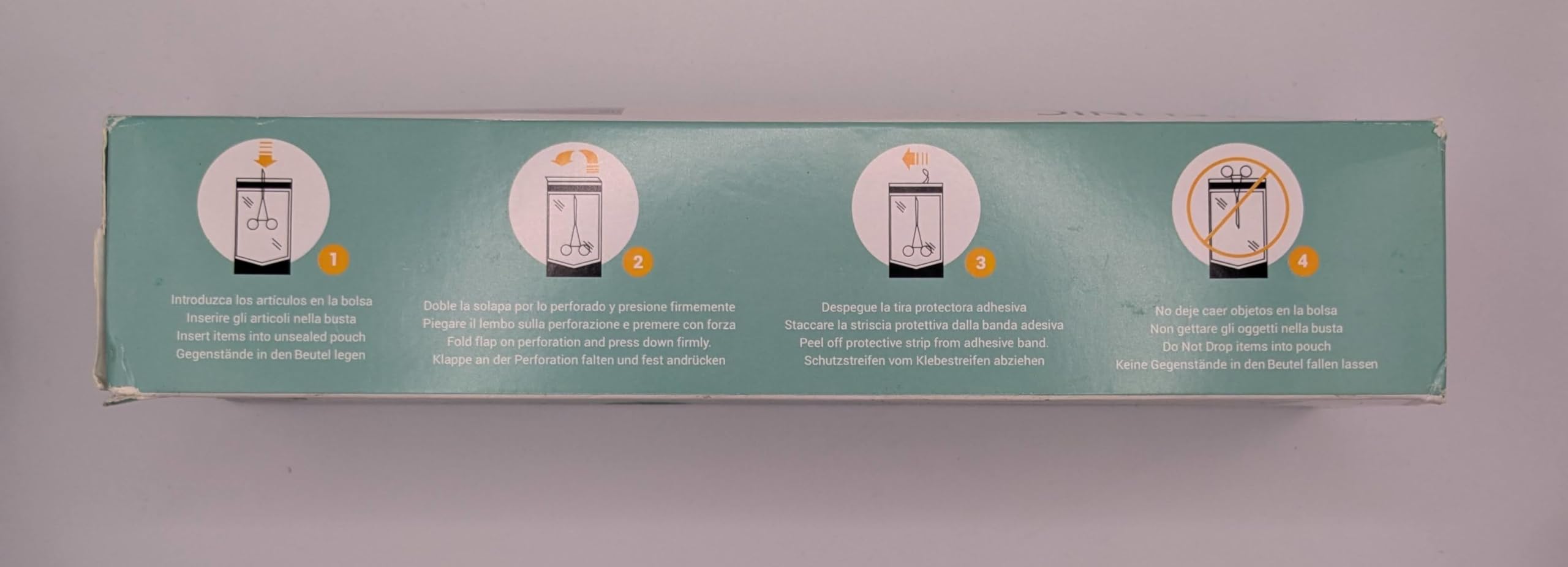 Sacchetti autoadesivi per sterilizzazione a vapore e EtO 200 pezzi (70 x 260 mm)