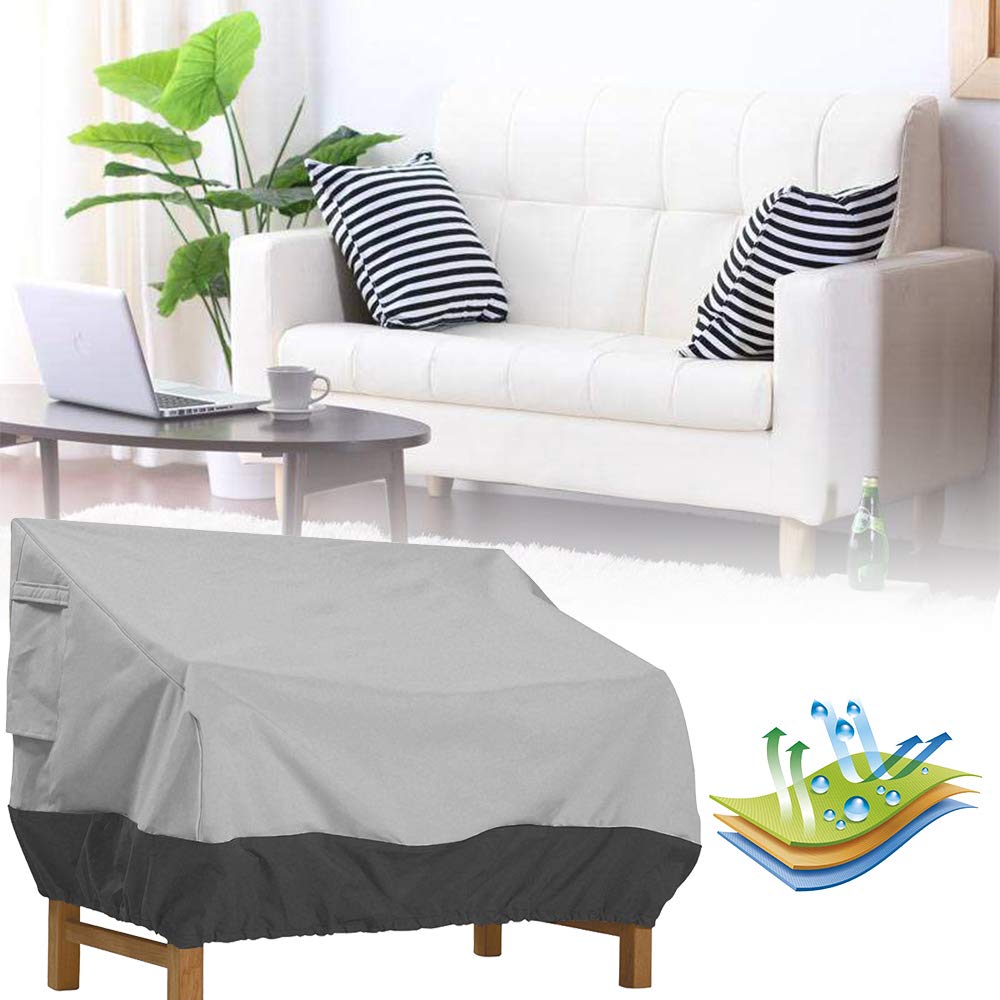 Copertura impermeabile per panca da giardino con coulisse, colore grigio, 193 x 83 x 84 cm, copertura per panca da patio, divano e mobili da esterno