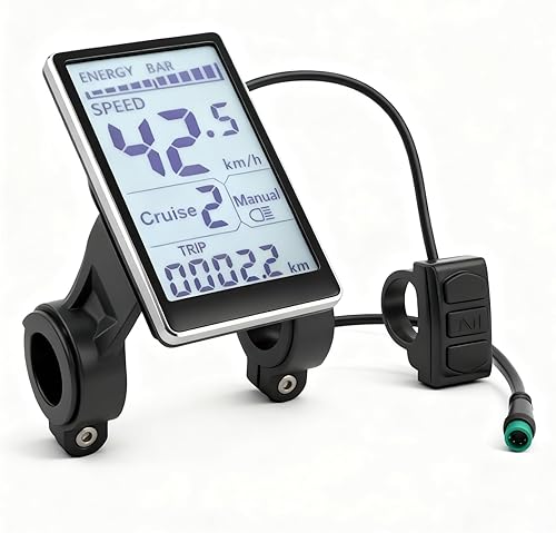Pantalla eléctrica E Scooter Monitor de velocidad, 5 pines M5 Pantalla LCD para bicicletas eléctricas de 31.8 0.874 in, 24 V, 36 V (por defecto), 48