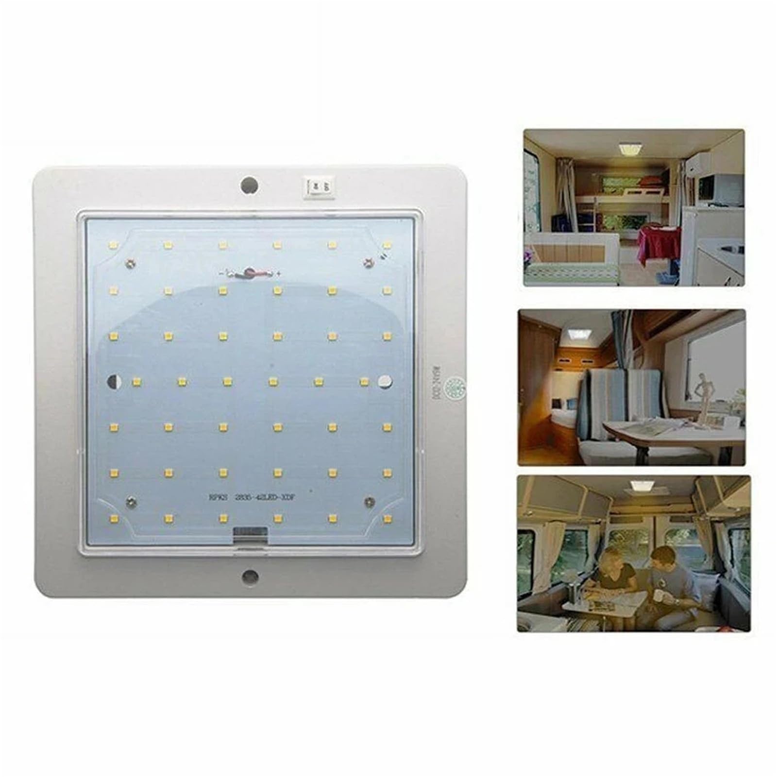 1 szt. 9 W 12 V lampa LED do samochodów kempingowych, kamperów, sufitów, wnętrz, dachów, samochodów ciężarowych, przyczep kempingowych, autobusów, łodzi, kwadratowe światło dachowe dla Campera(Wit)