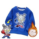 [WIEWILY] 子供服 スウェット 裏起毛 男の子 ウルトラマン柄替えトレーナー スパンコール スウェットシャツ 長袖 冬服 面白い服 寒さ対策 黒/灰色/ブルー 100～140CM